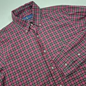 Ralph Lauren Shirt Mens Medium Long Sleeve Button Down Plaid Shirt Preppy Casual